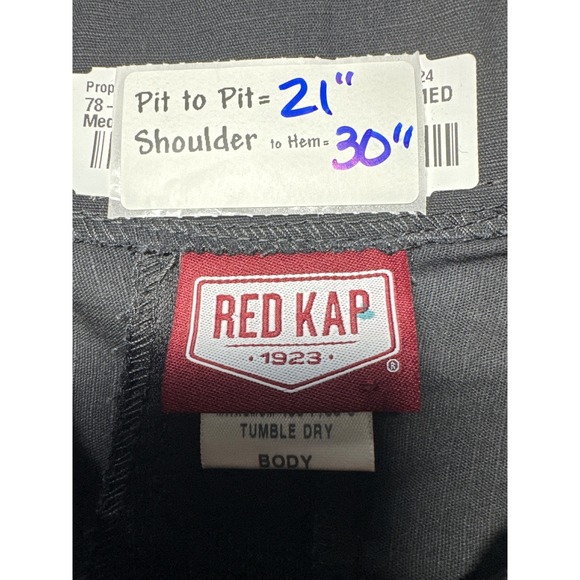 Red Kap Short Sleeve Work Shirt Black Button Front Utility Mens Medium - Picture 4 of 15